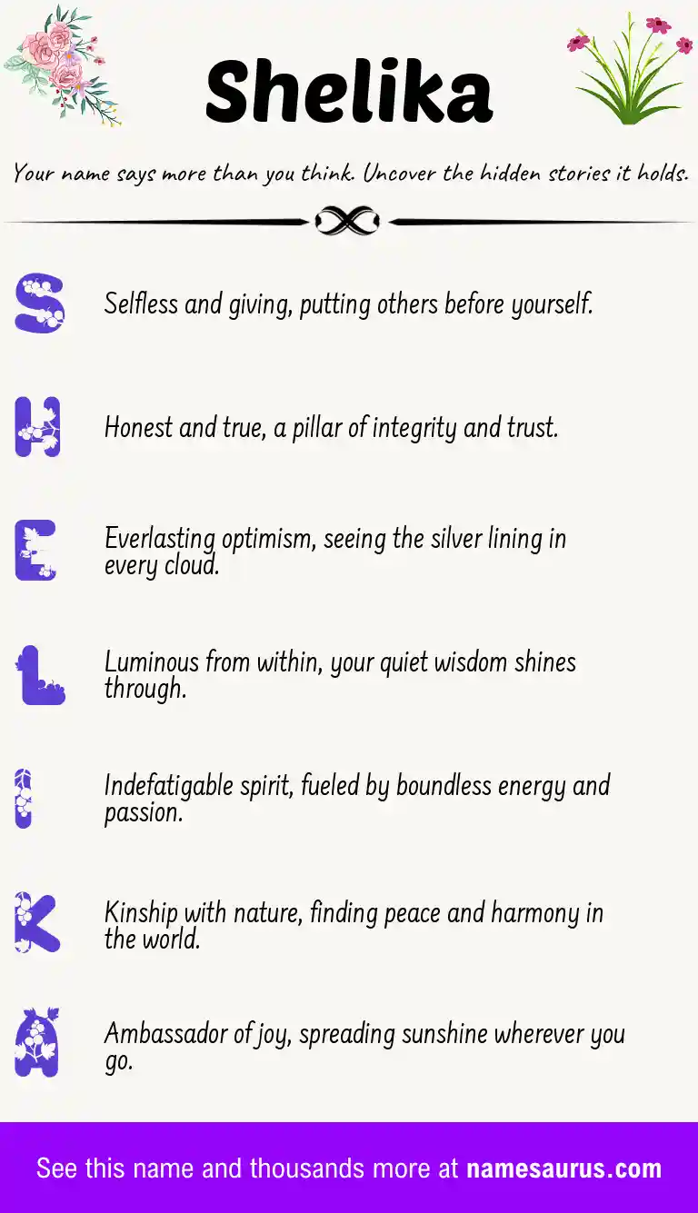 Acrostic poem about Shelika.