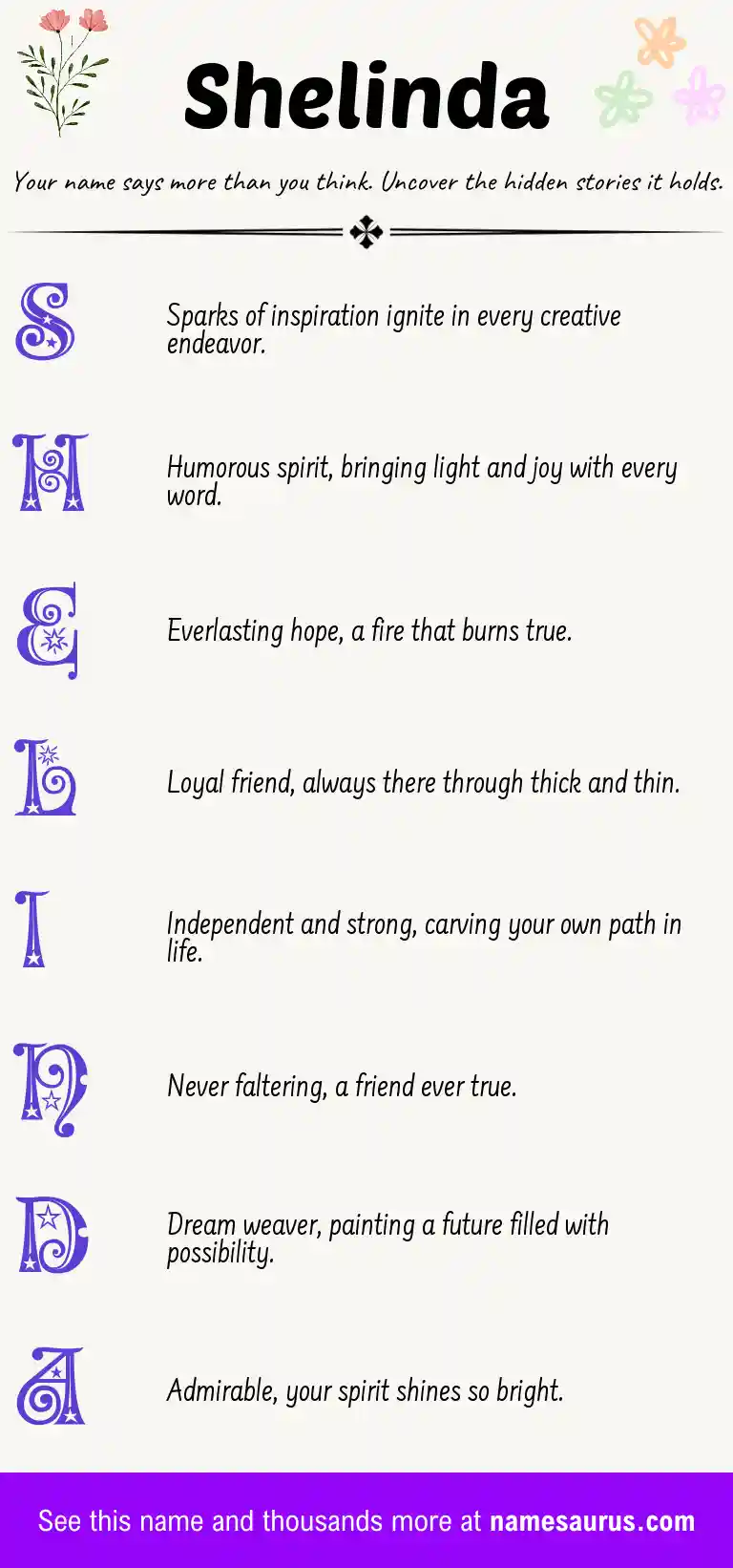 Acrostic poem about Shelinda.