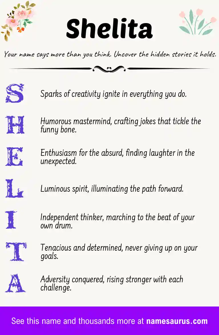 Acrostic poem about Shelita.