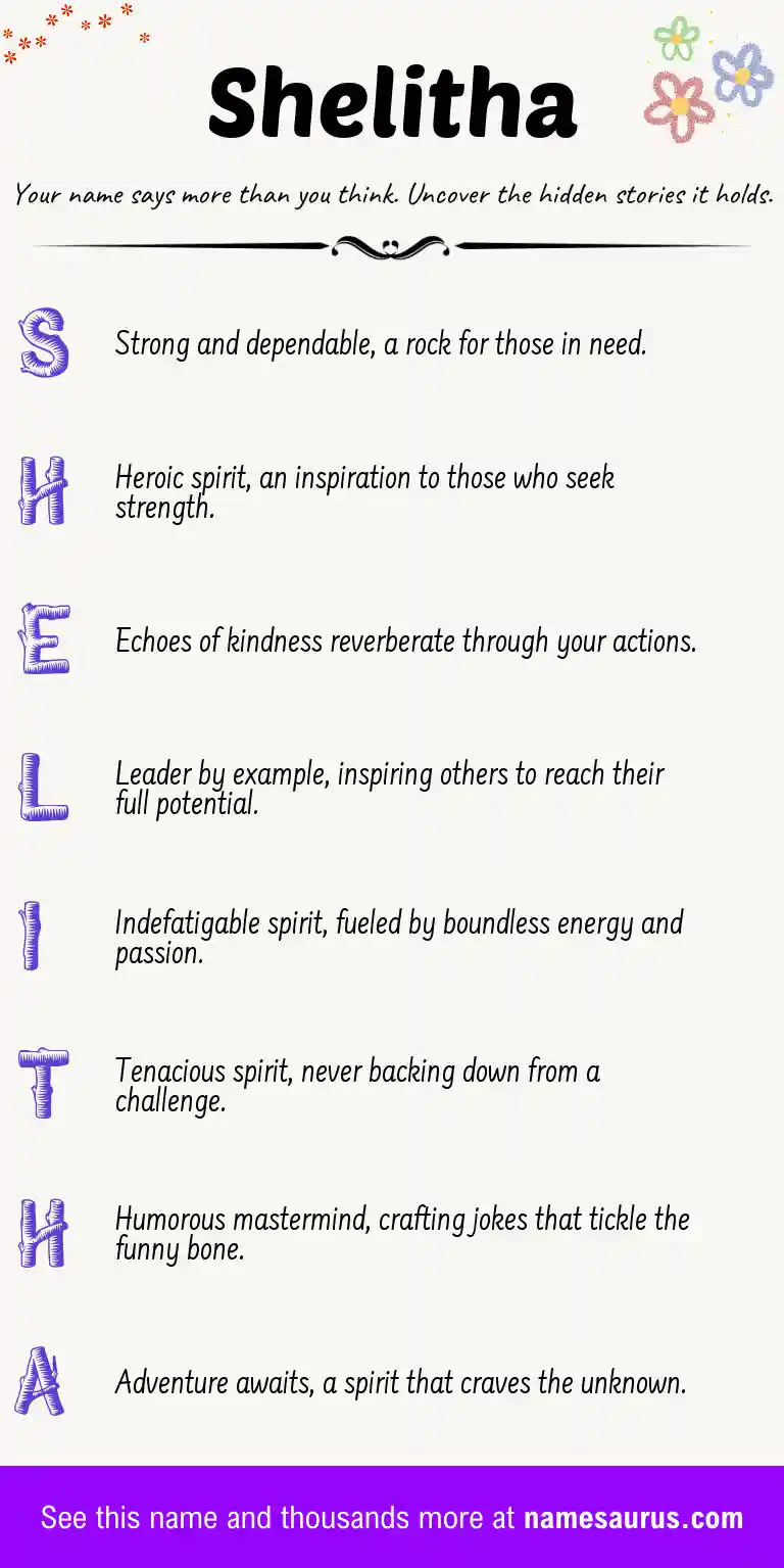 Acrostic poem about Shelitha.
