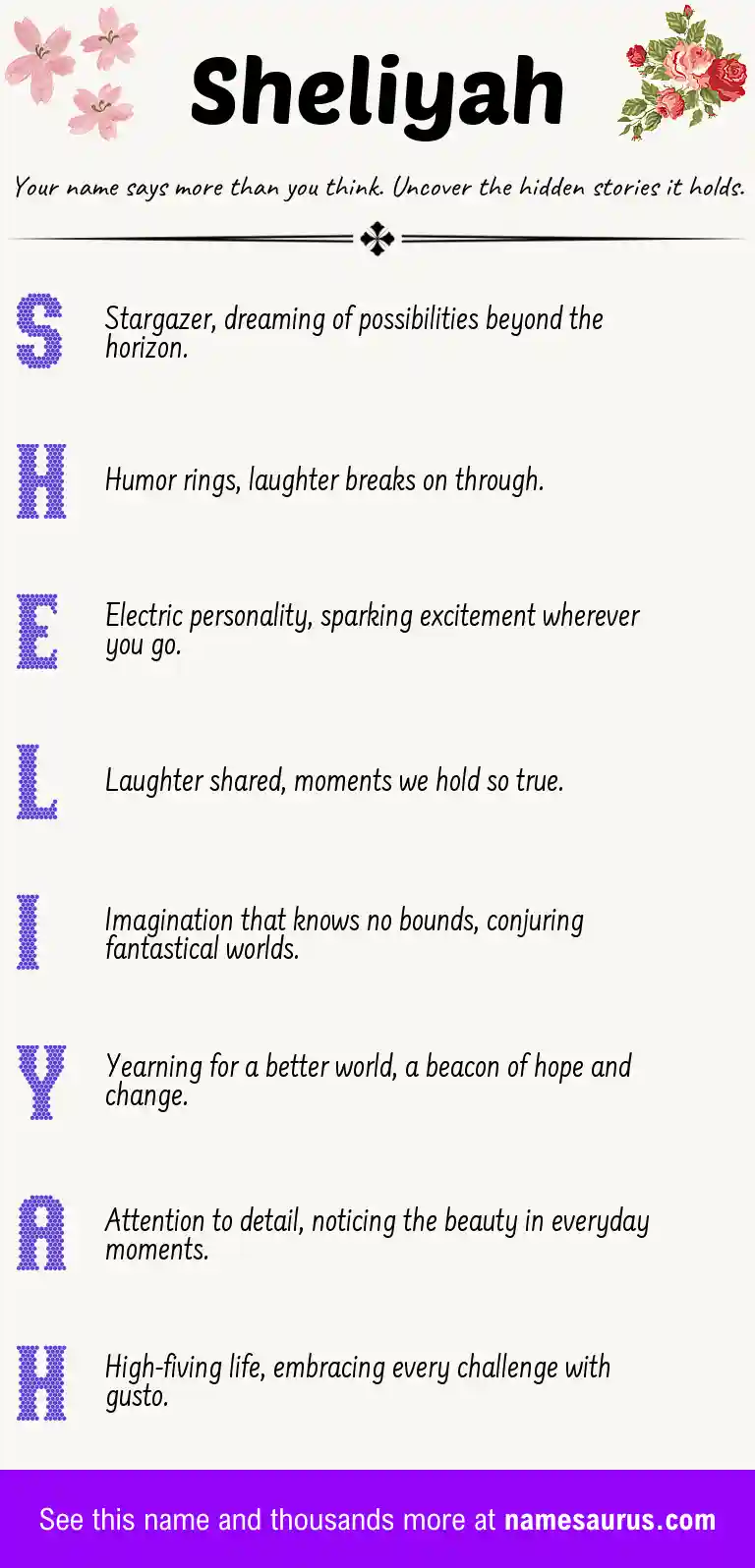 Acrostic poem about Sheliyah.