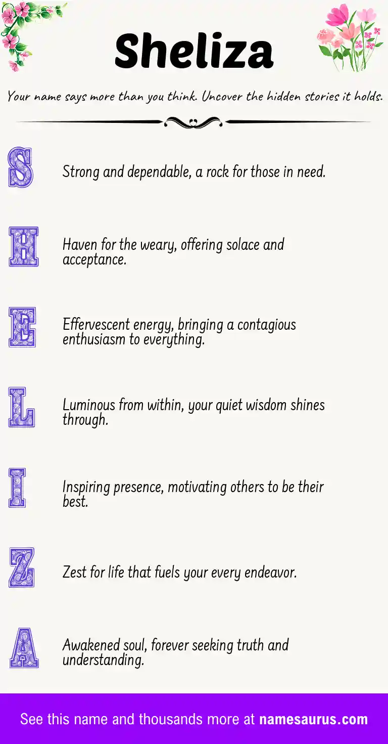 Acrostic poem about Sheliza.