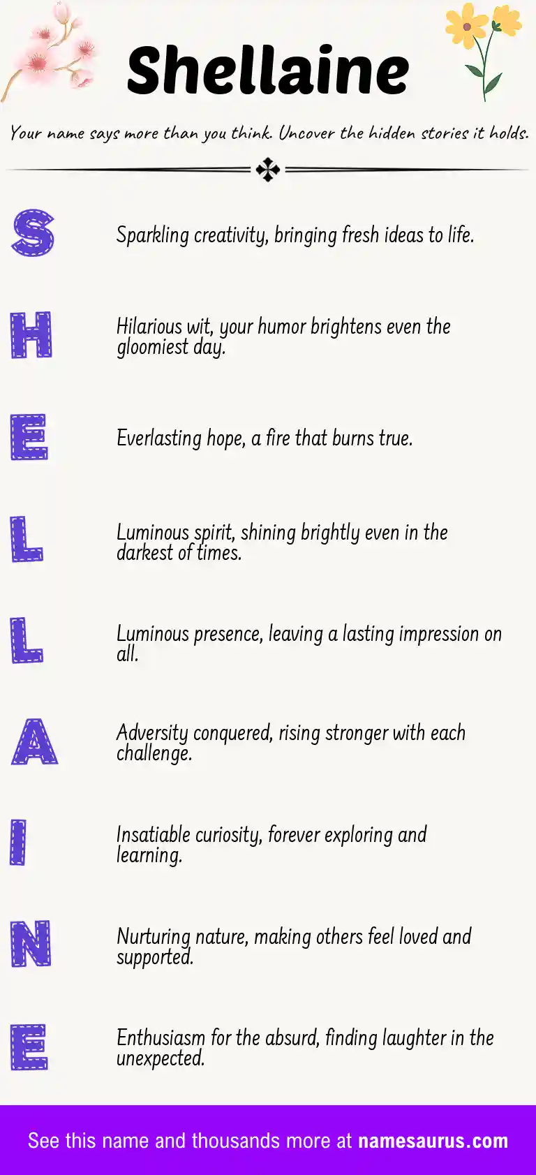 Acrostic poem about Shellaine.