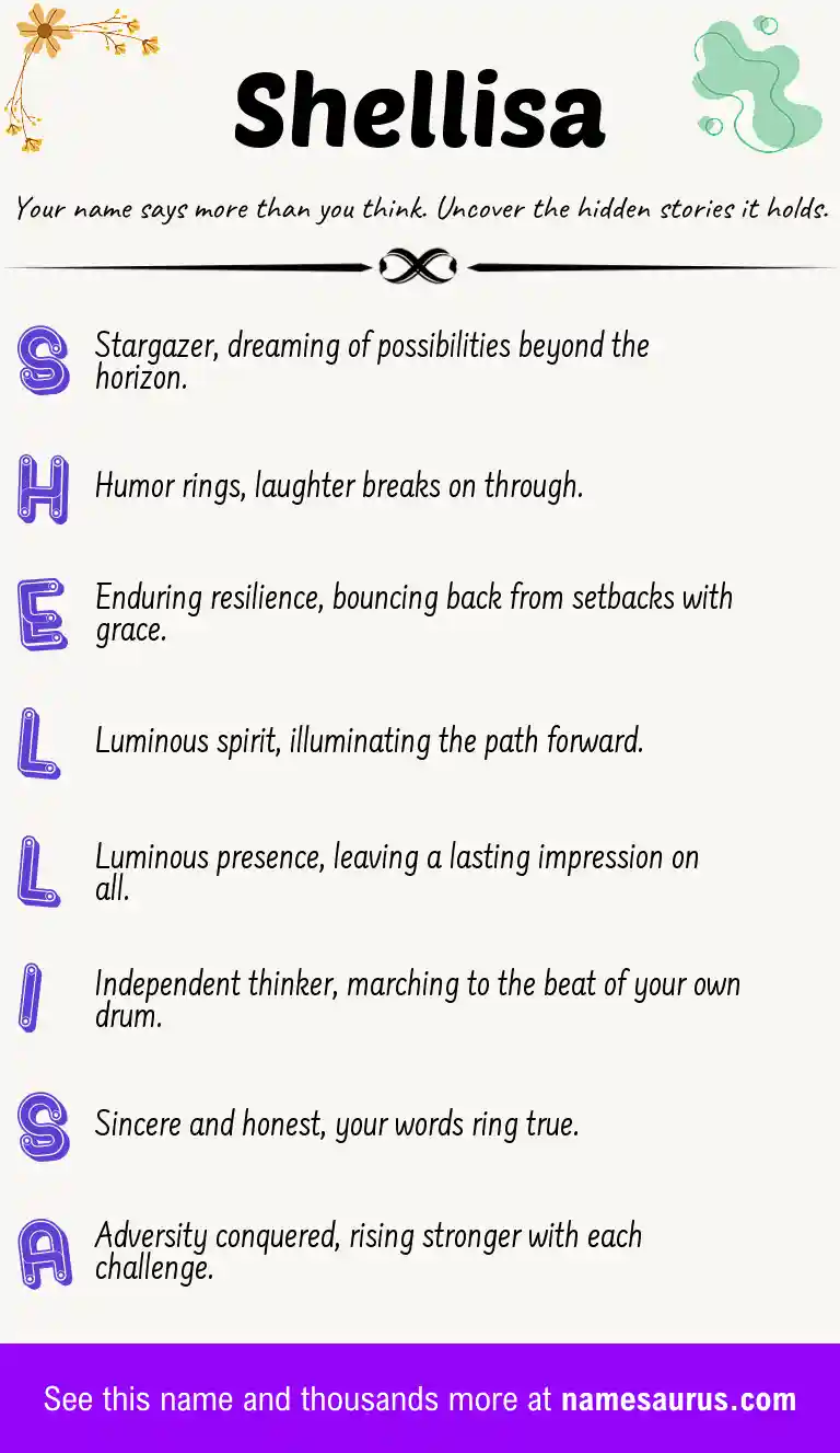 Acrostic poem about Shellisa.