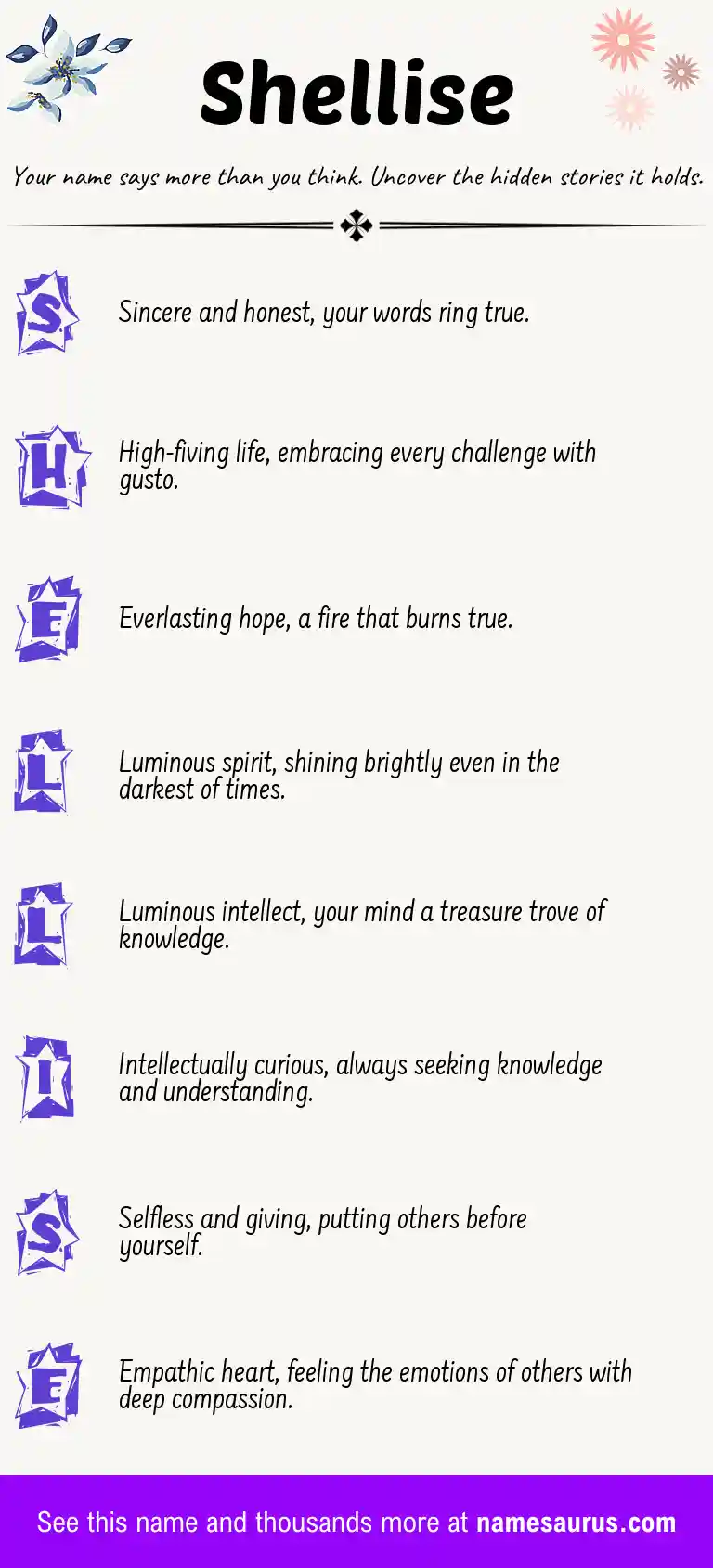 Acrostic poem about Shellise.