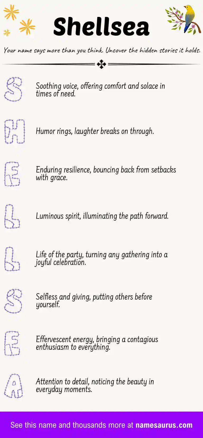 Acrostic poem about Shellsea.