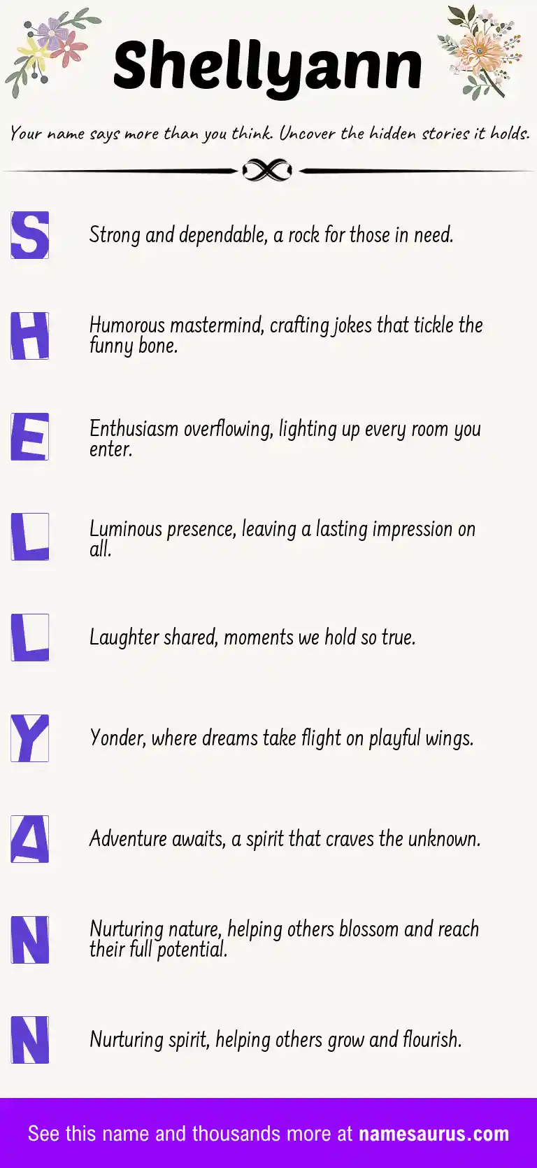 Acrostic poem about Shellyann.