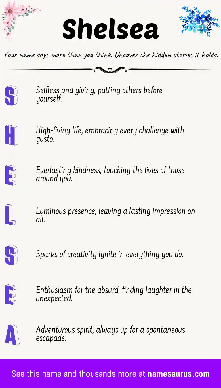 Acrostic poem about Shelsea.