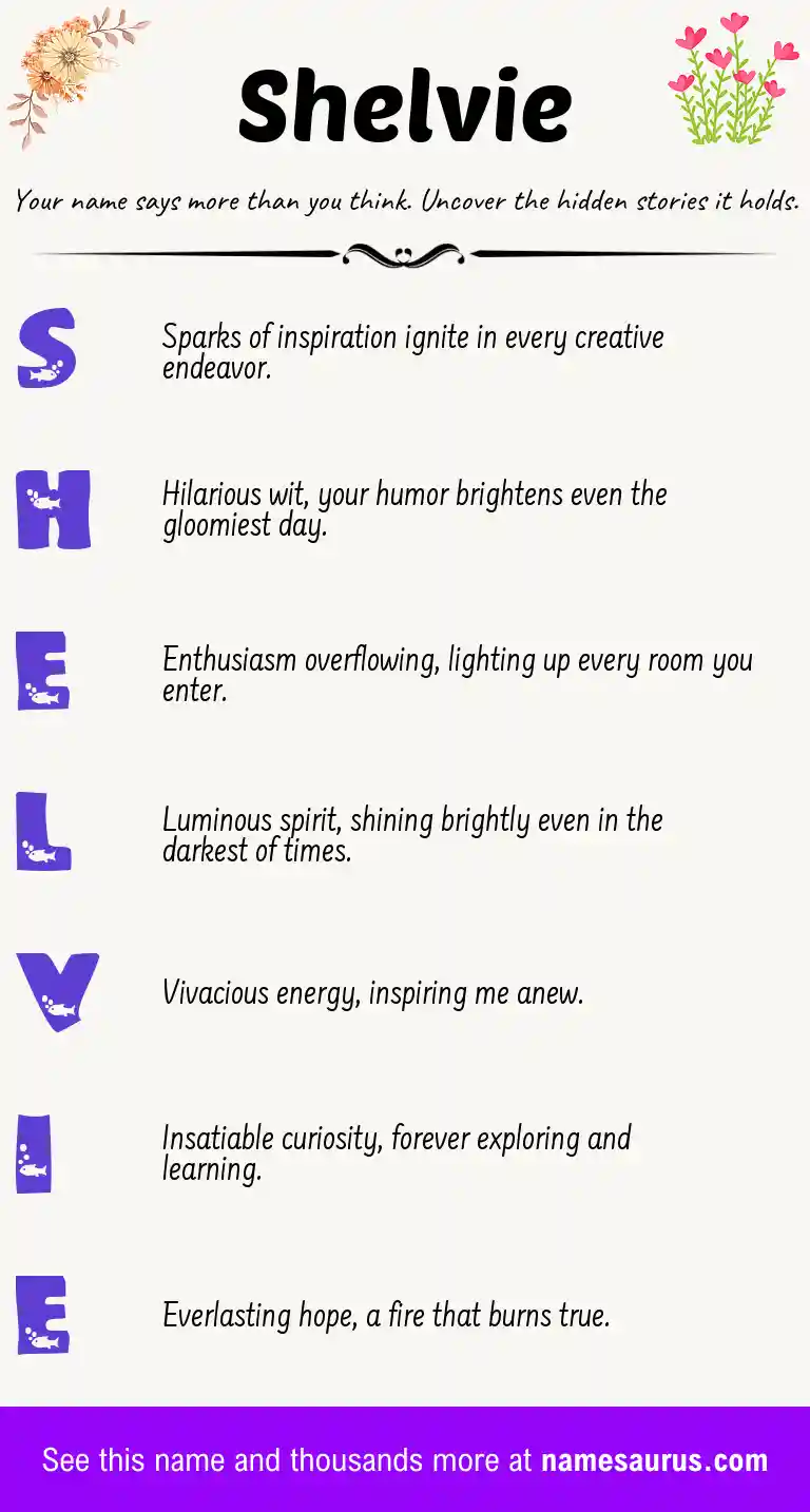 Acrostic poem about Shelvie.