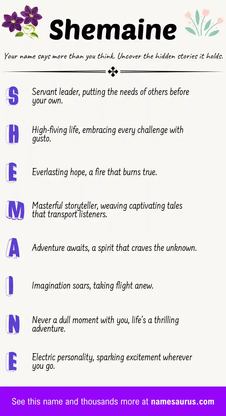 Acrostic poem about Shemaine.