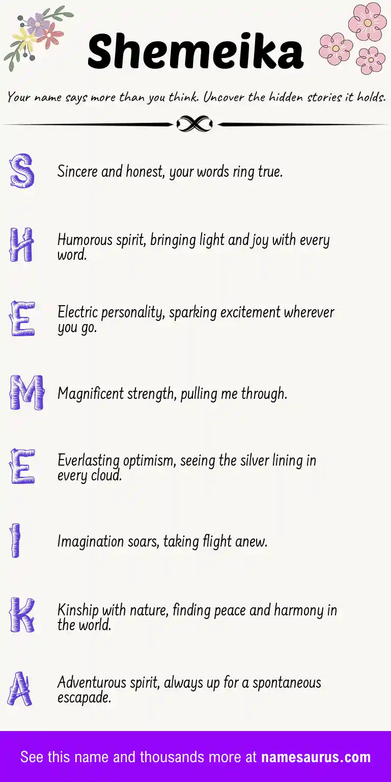 Acrostic poem about Shemeika.