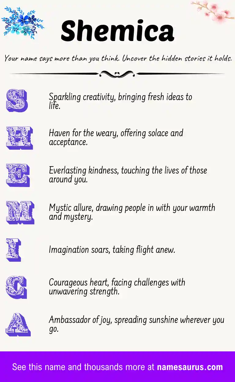 Acrostic poem about Shemica.
