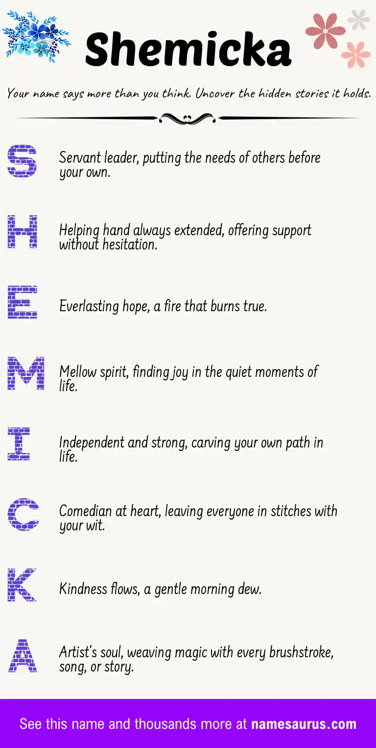Acrostic poem about Shemicka.