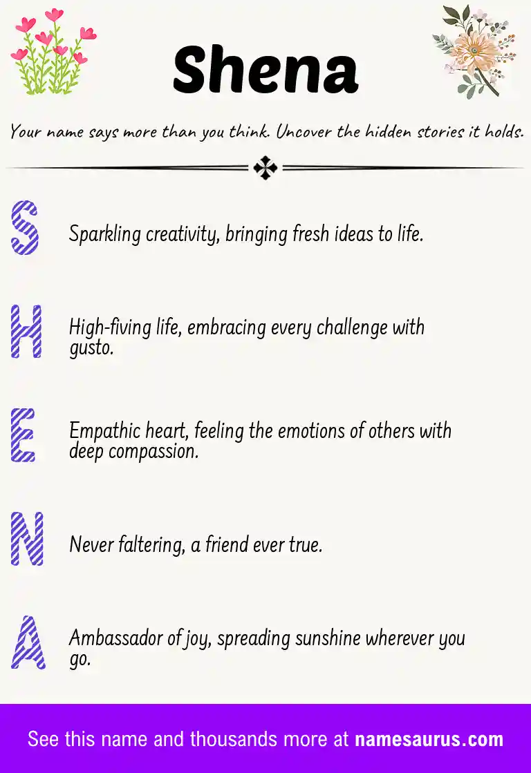 Acrostic poem about Shena.