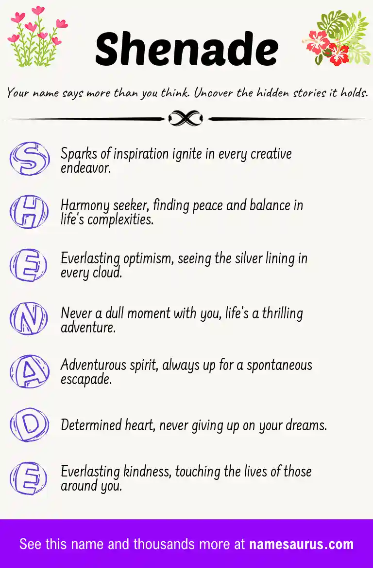 Acrostic poem about Shenade.