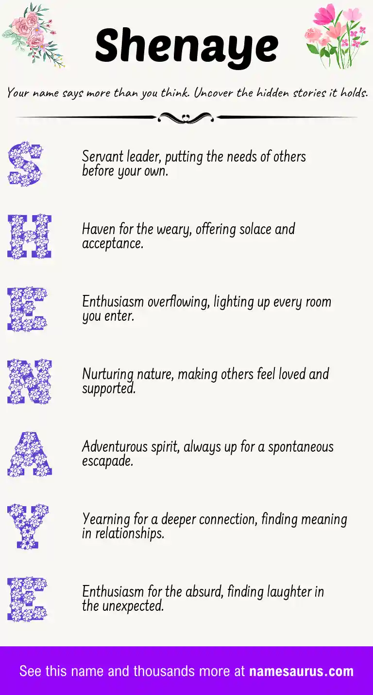 Acrostic poem about Shenaye.