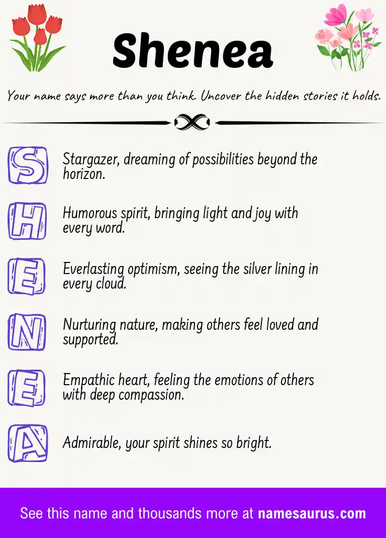 Acrostic poem about Shenea.