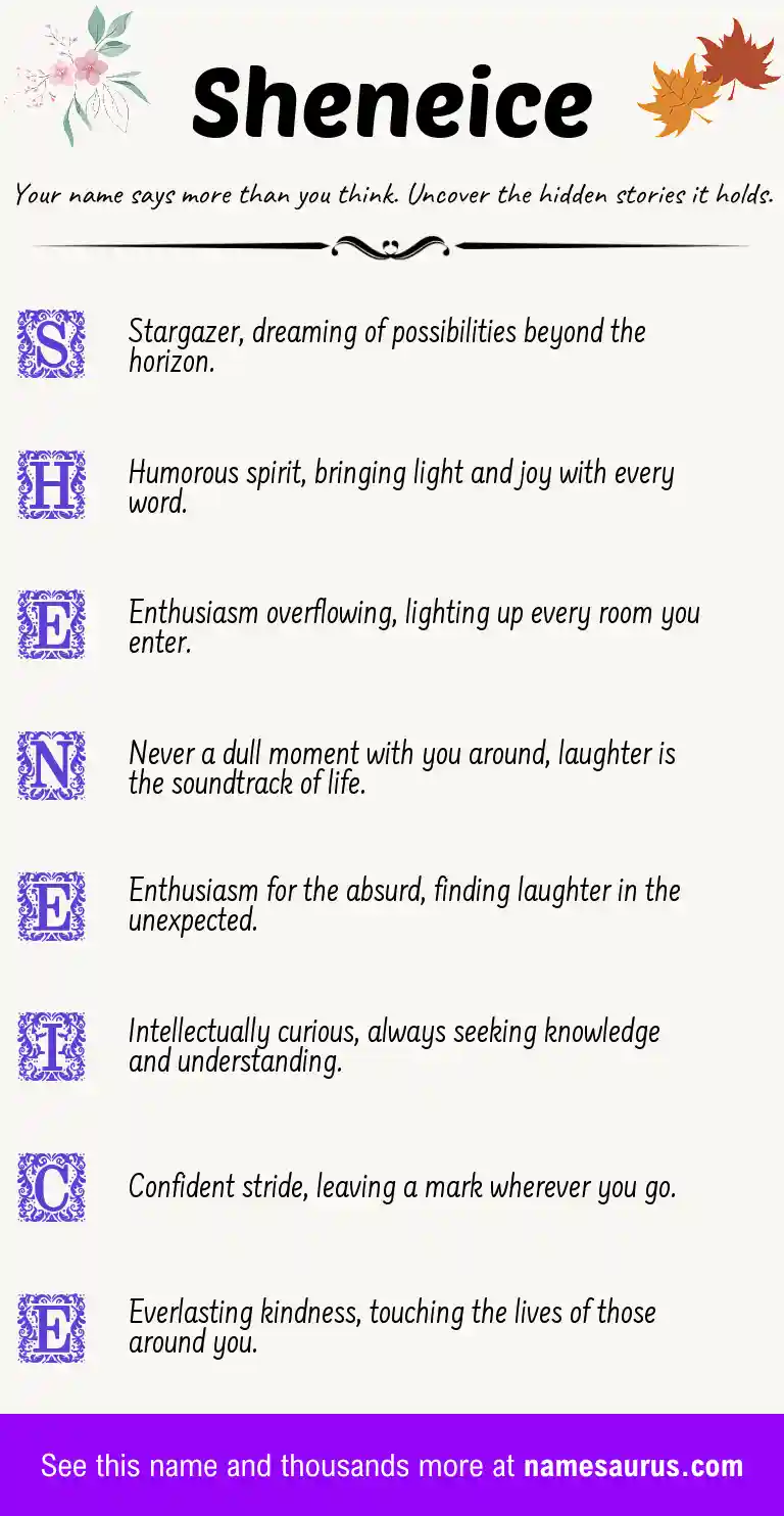 Acrostic poem about Sheneice.