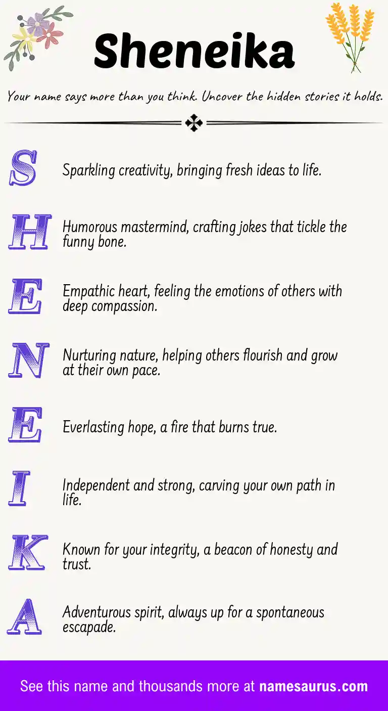 Acrostic poem about Sheneika.