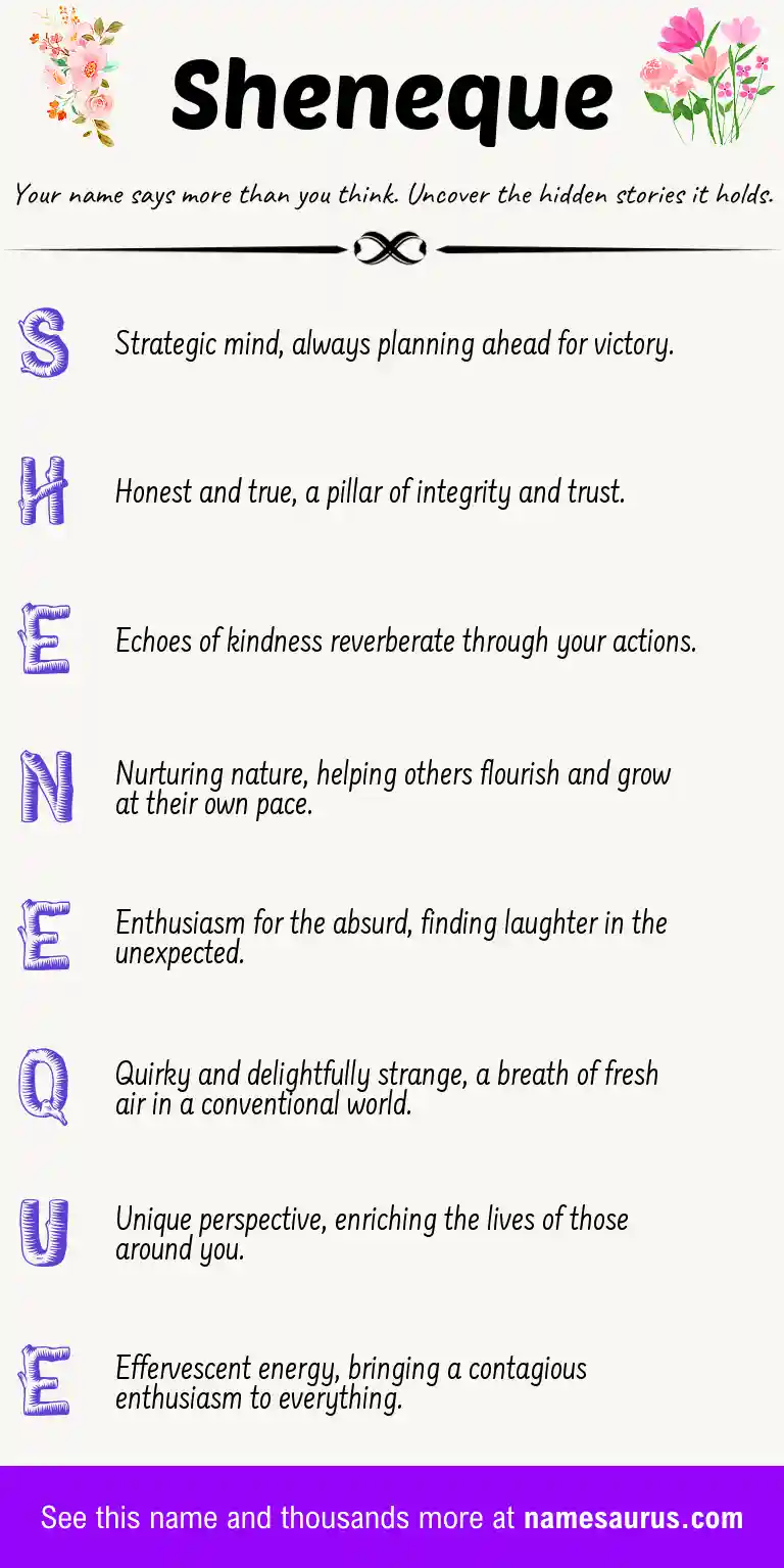 Acrostic poem about Sheneque.