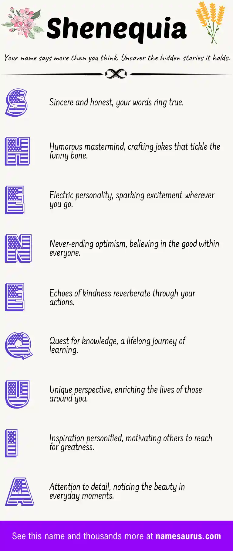 Acrostic poem about Shenequia.