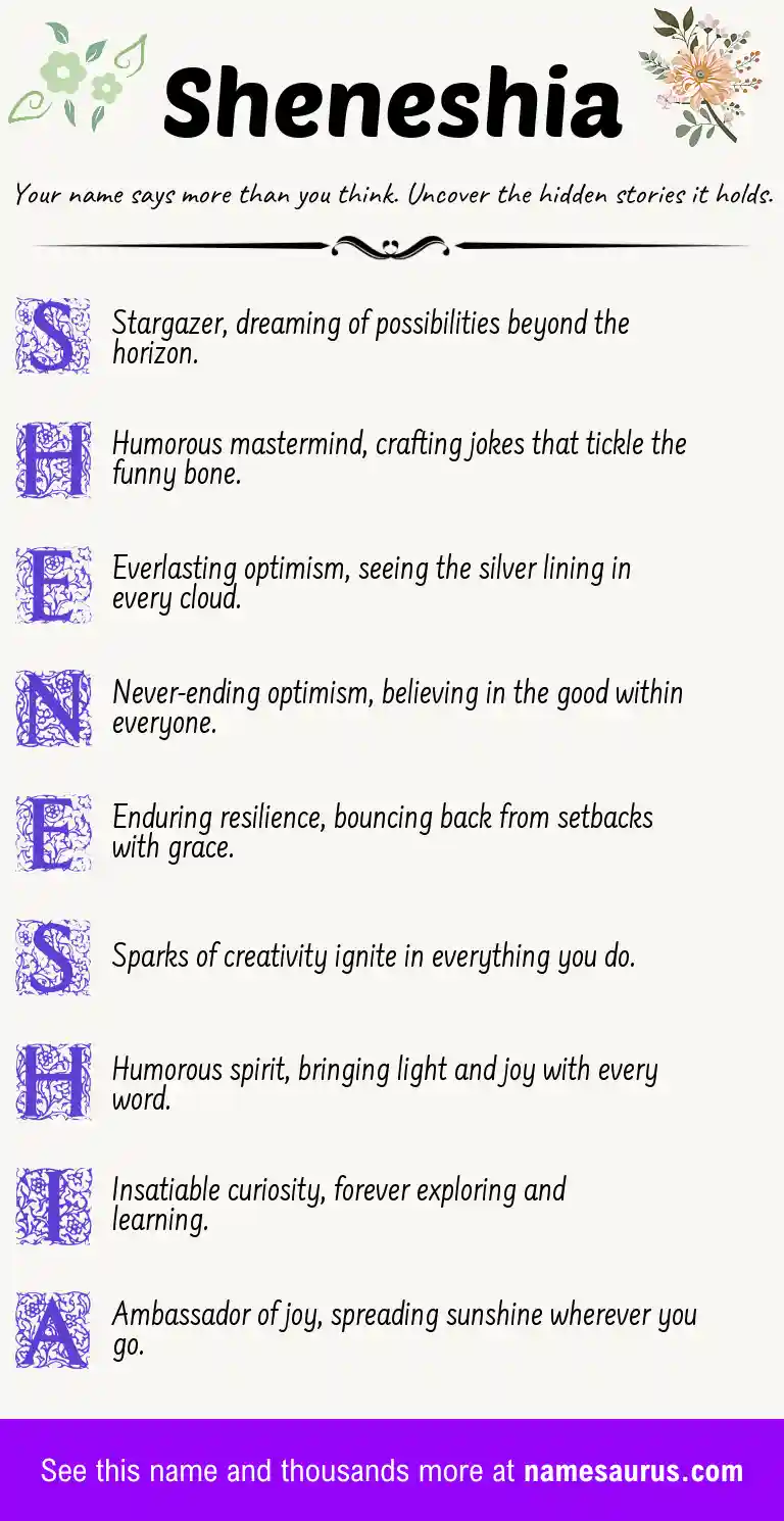 Acrostic poem about Sheneshia.