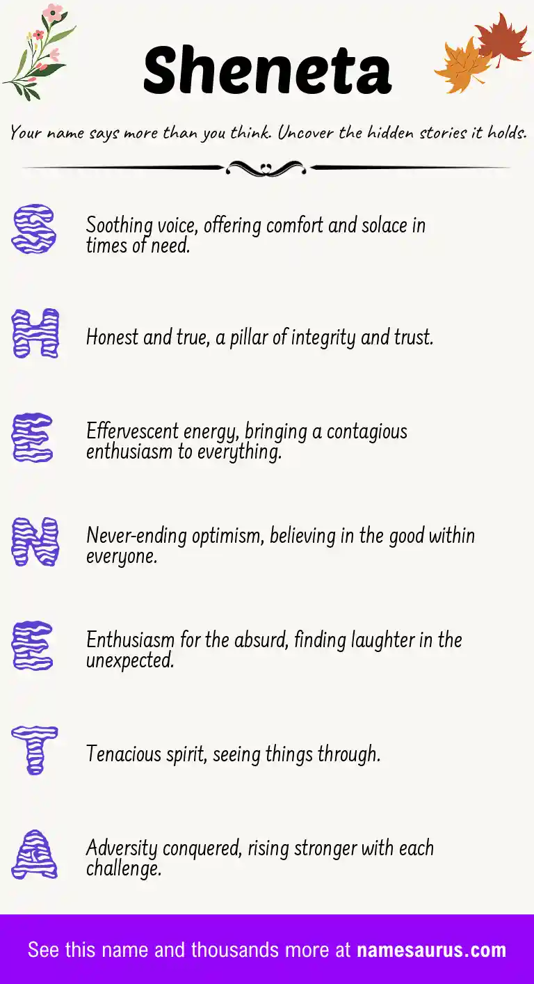 Acrostic poem about Sheneta.