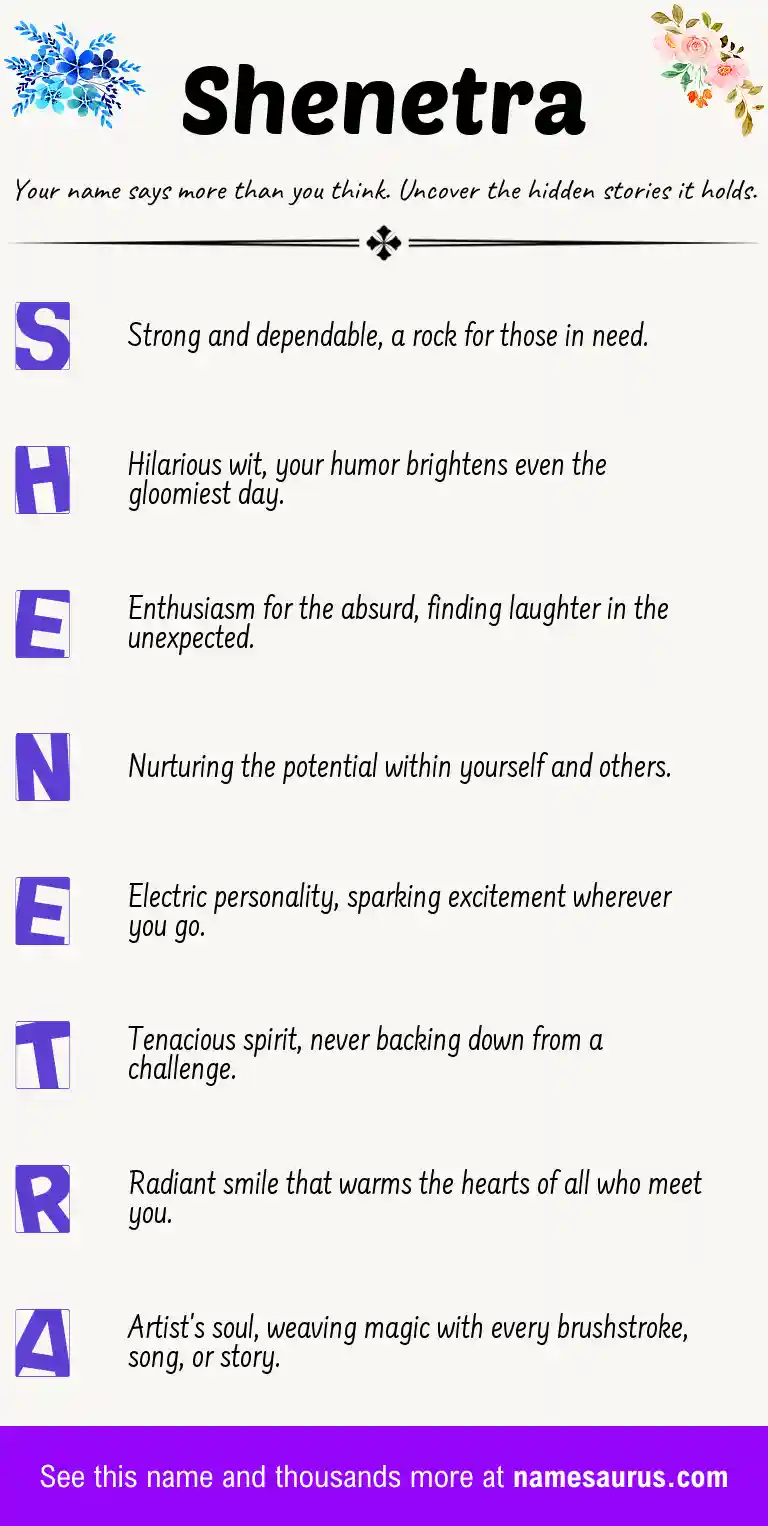 Acrostic poem about Shenetra.