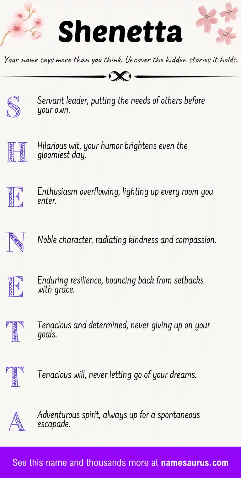 Acrostic poem about Shenetta.