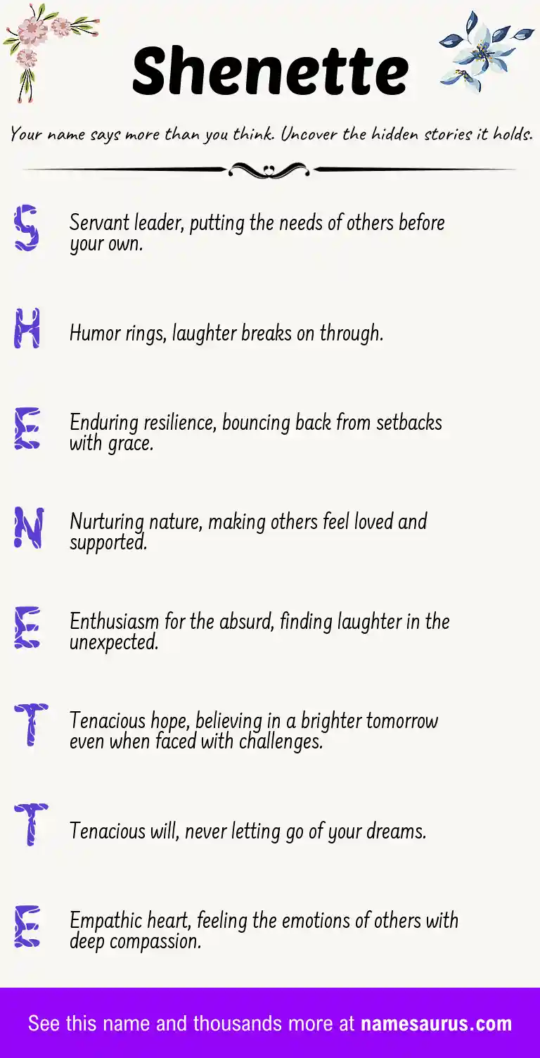 Acrostic poem about Shenette.
