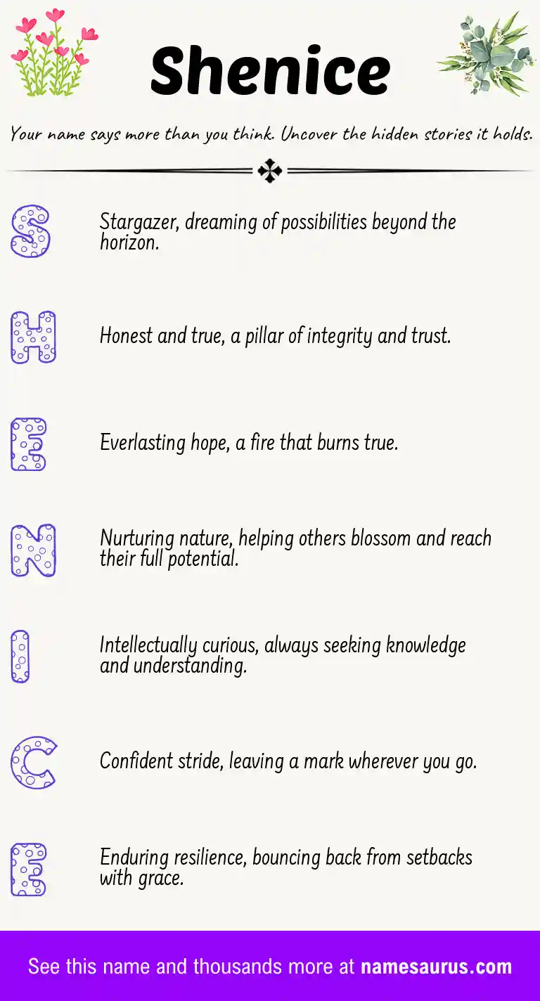 Acrostic poem about Shenice.