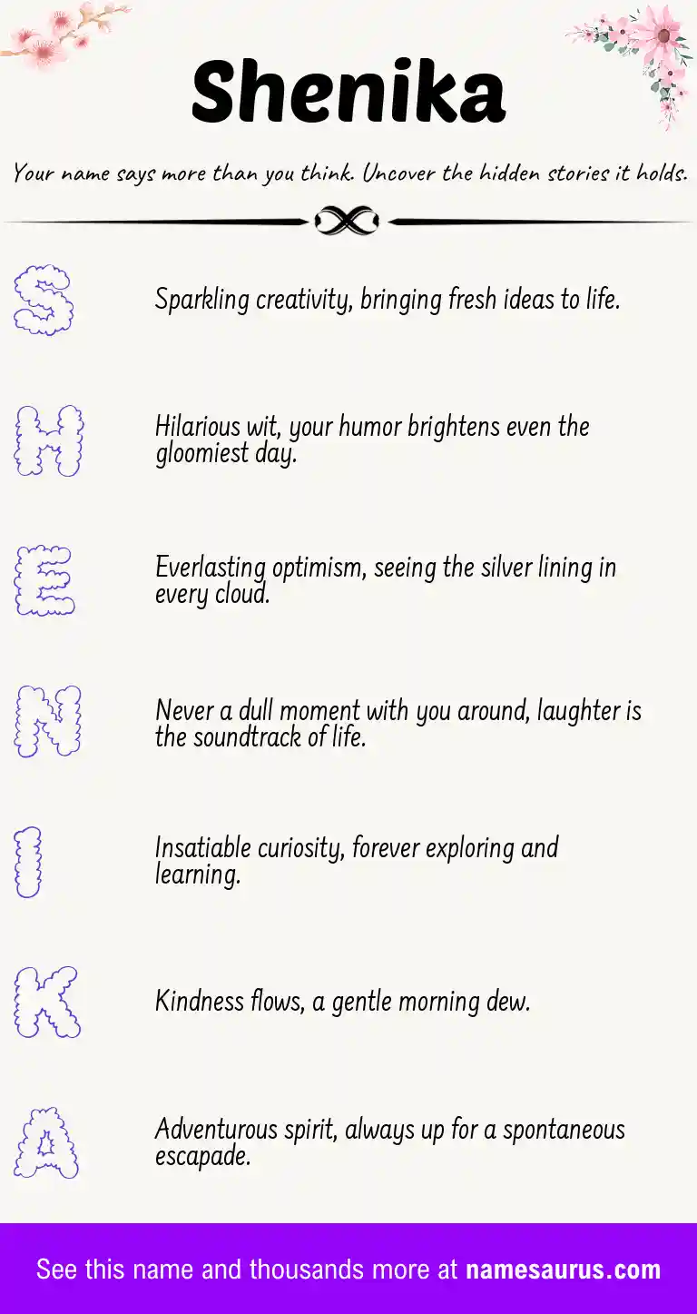 Acrostic poem about Shenika.