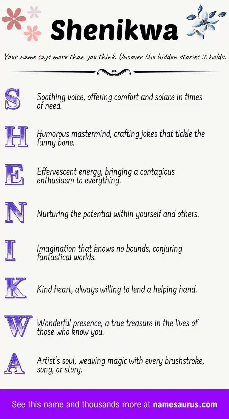 Acrostic poem about Shenikwa.