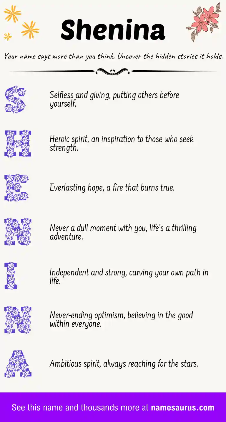 Acrostic poem about Shenina.