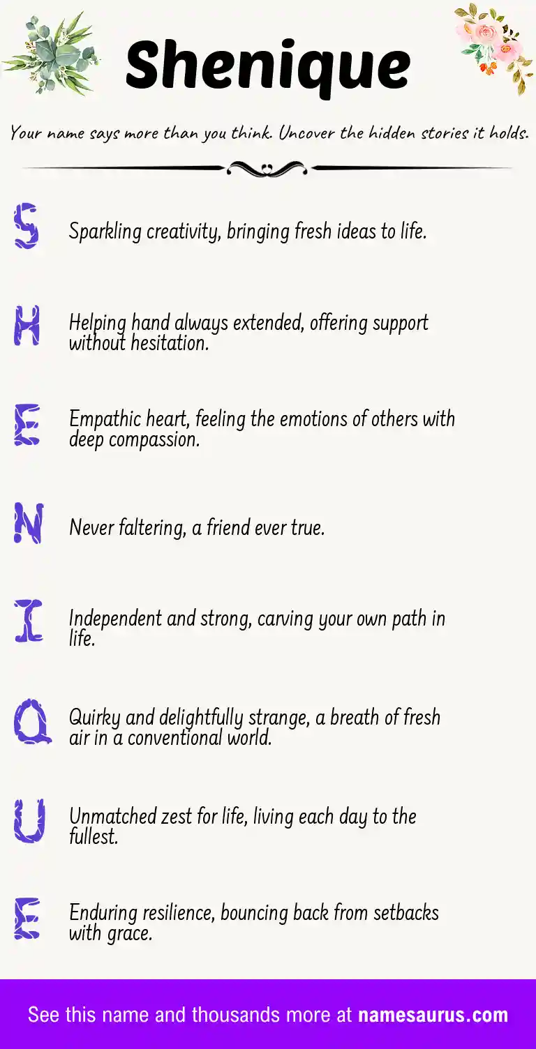 Acrostic poem about Shenique.