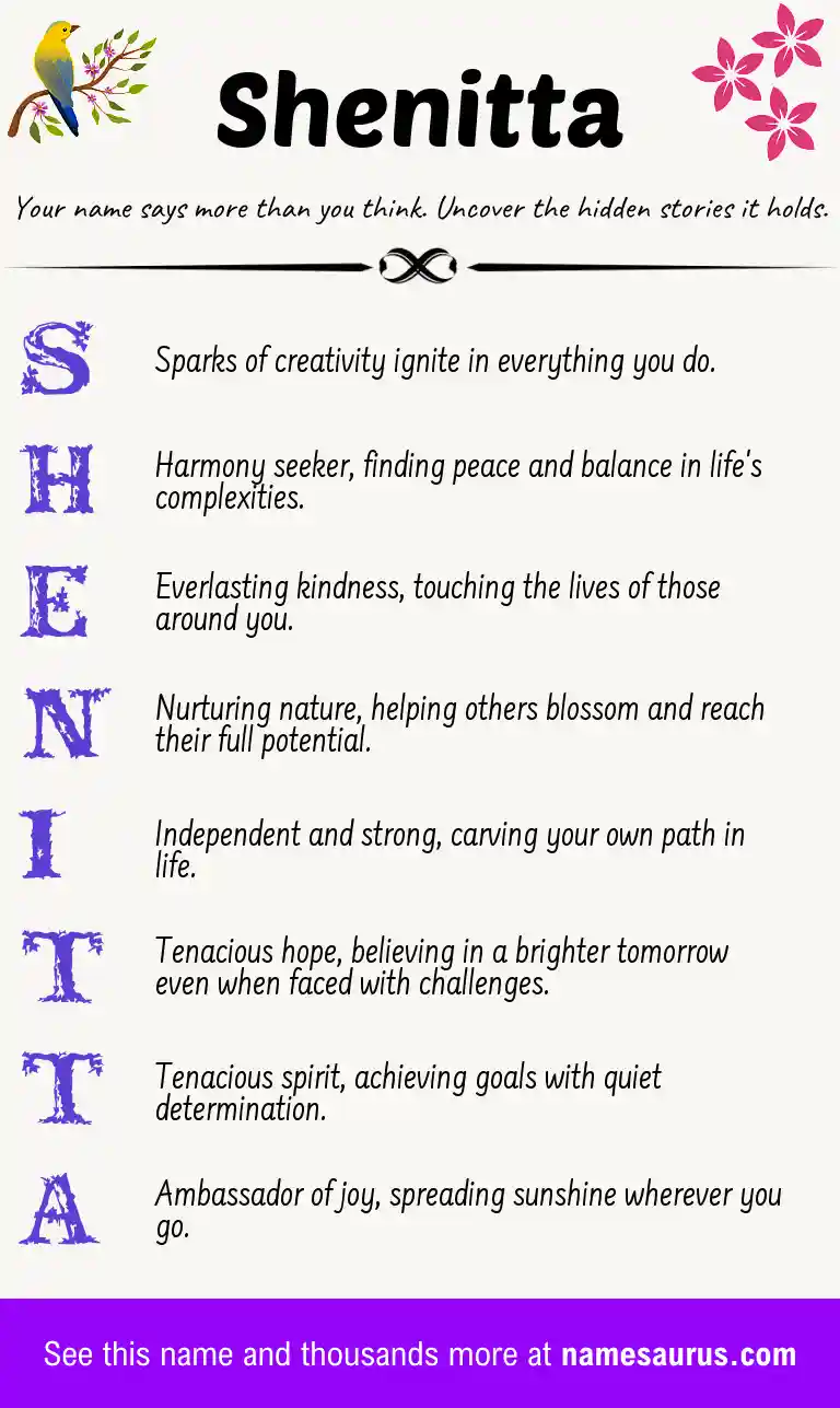 Acrostic poem about Shenitta.