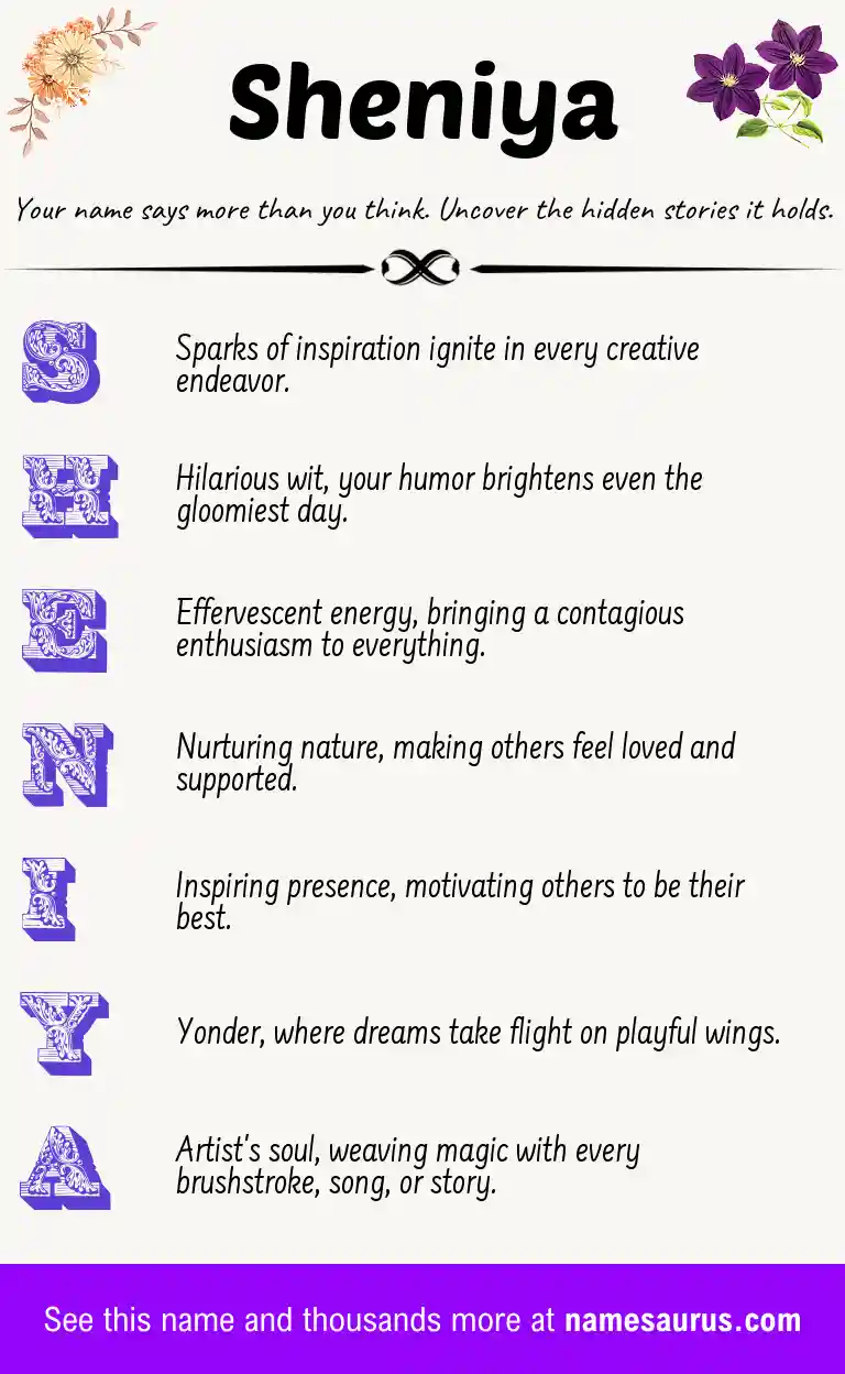 Acrostic poem about Sheniya.