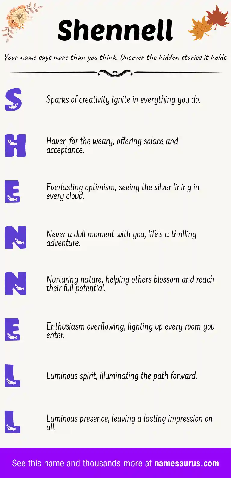 Acrostic poem about Shennell.