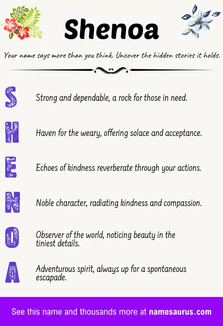 Acrostic poem about Shenoa.