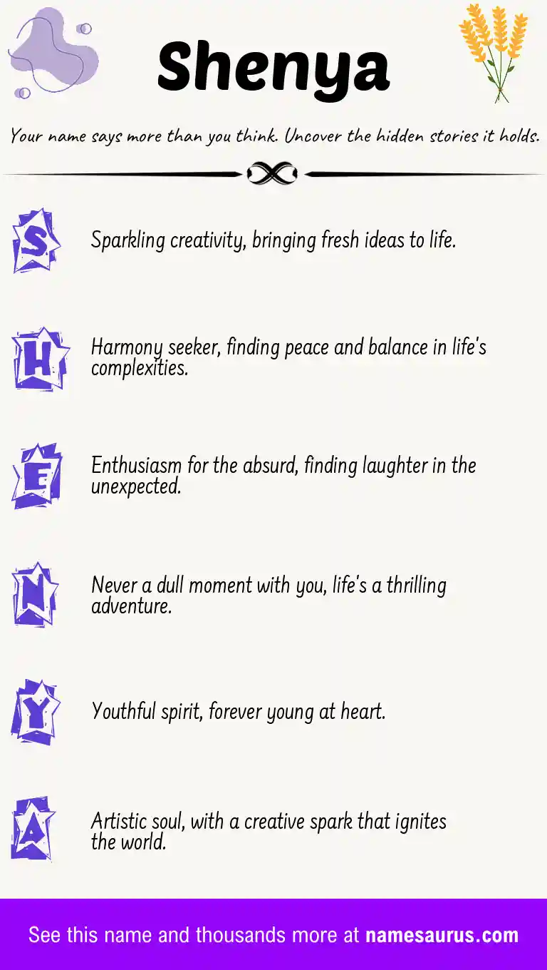 Acrostic poem about Shenya.