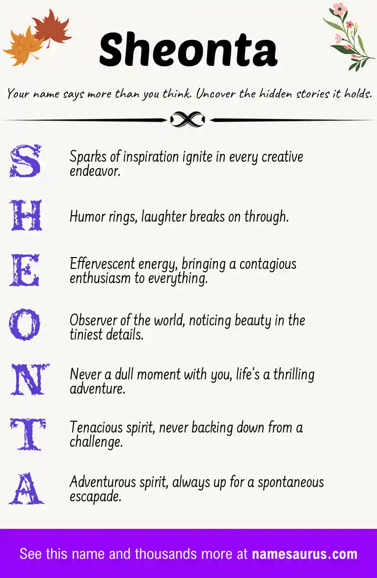Acrostic poem about Sheonta.