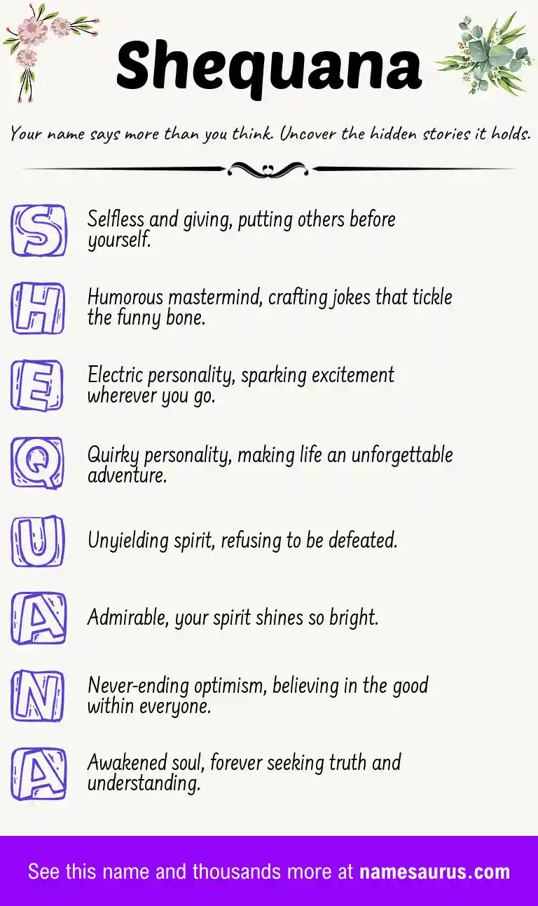 Acrostic poem about Shequana.