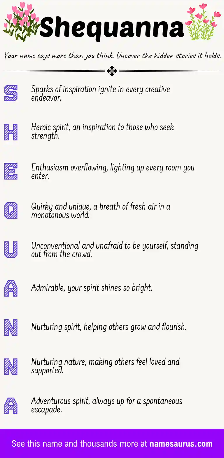 Acrostic poem about Shequanna.
