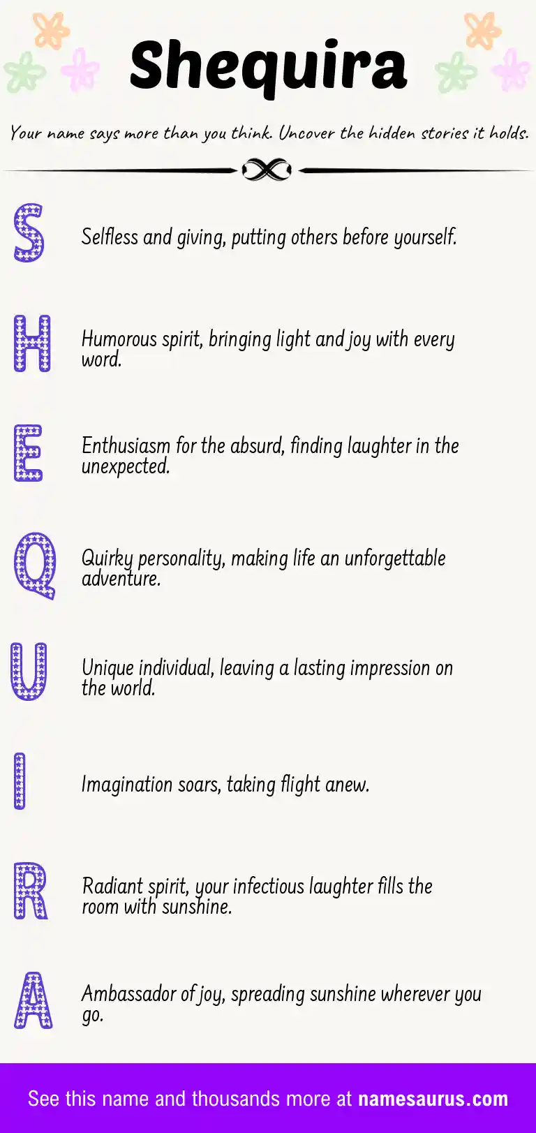 Acrostic poem about Shequira.