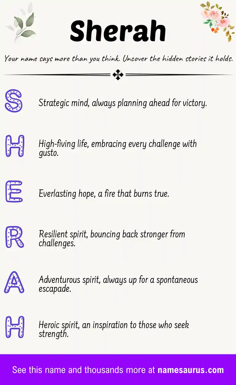 Acrostic poem about Sherah.