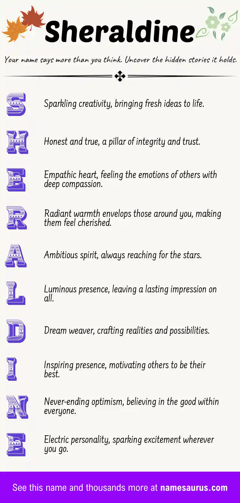 Acrostic poem about Sheraldine.