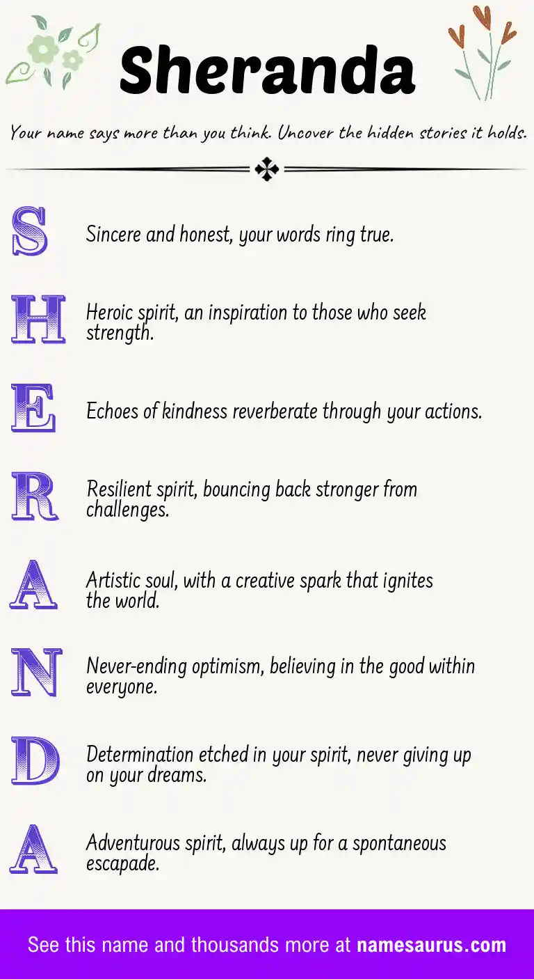 Acrostic poem about Sheranda.