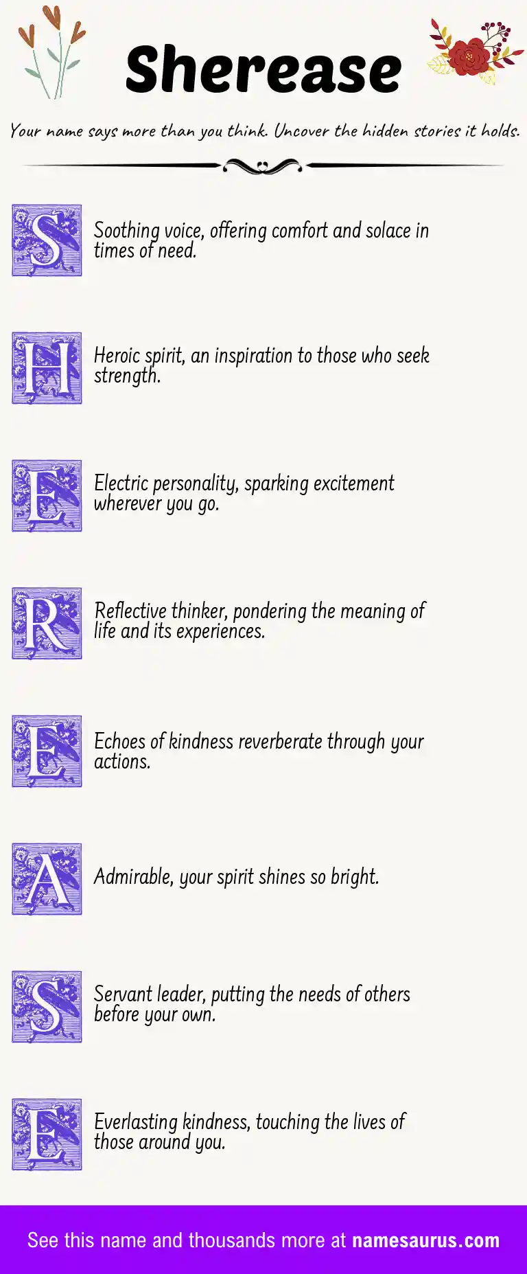 Acrostic poem about Sherease.