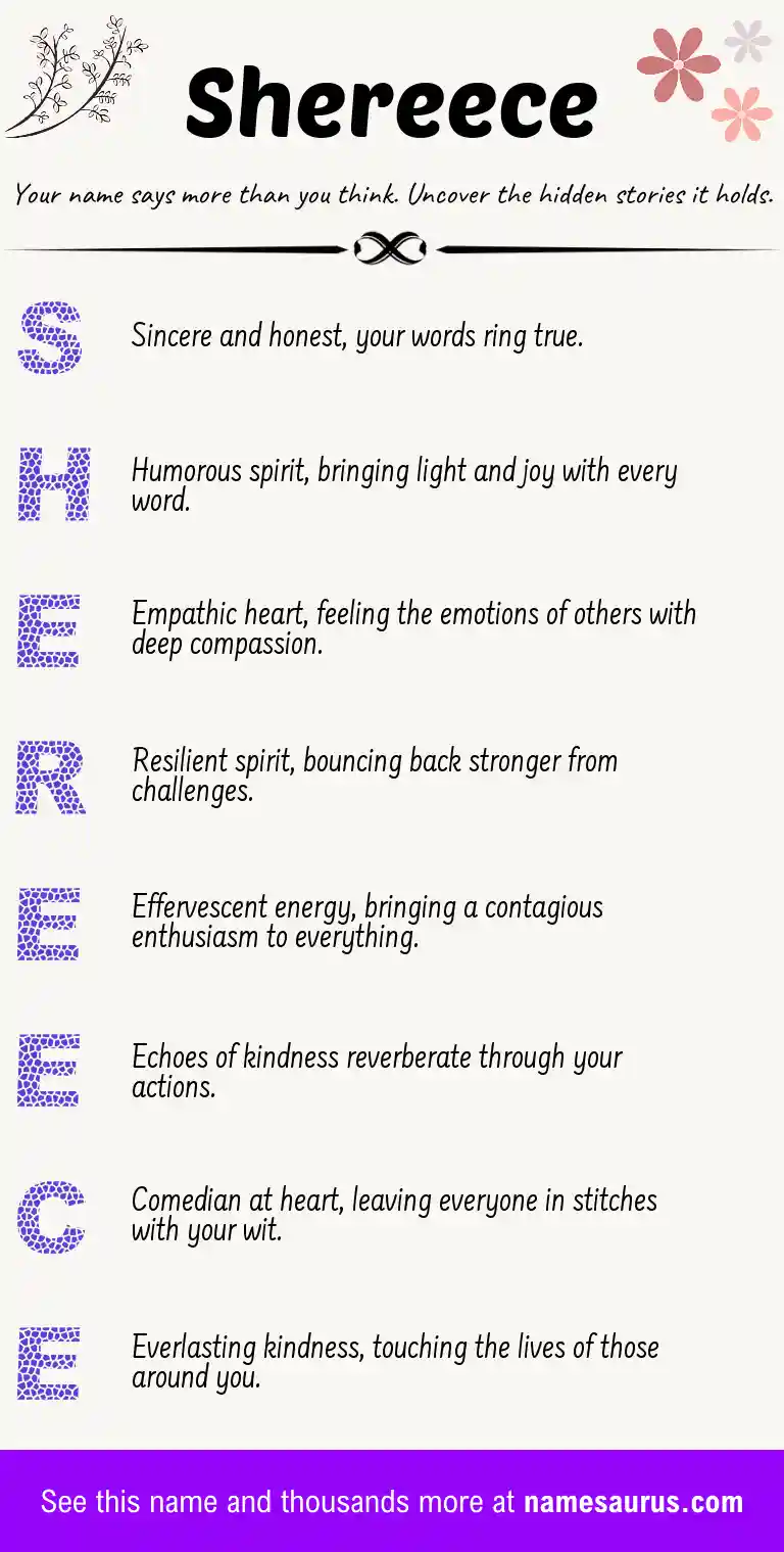 Acrostic poem about Shereece.