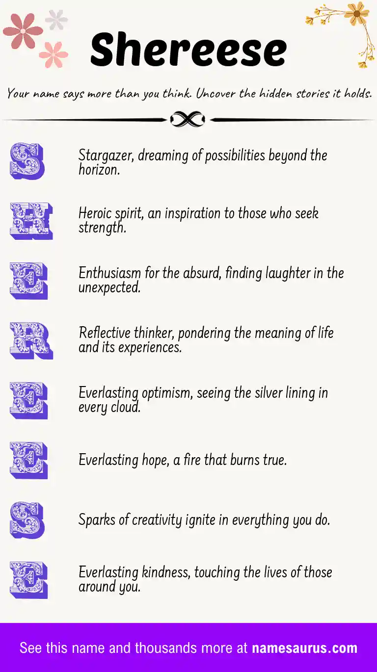Acrostic poem about Shereese.